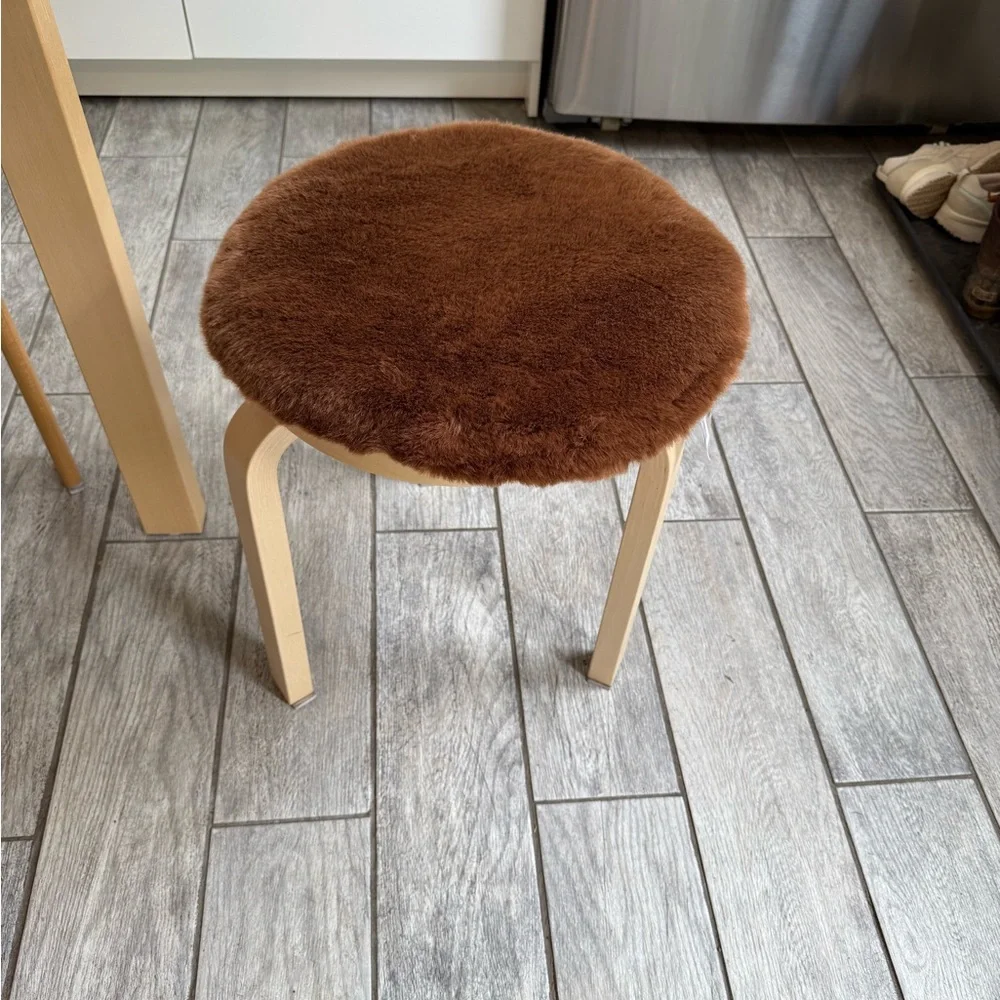 4 H&M round 16” teddy bear faux fur seat cushions
